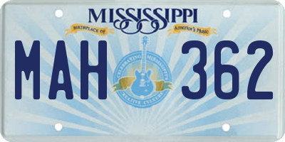 MS license plate MAH362