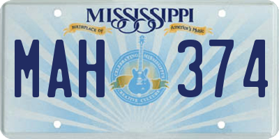 MS license plate MAH374