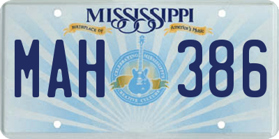 MS license plate MAH386