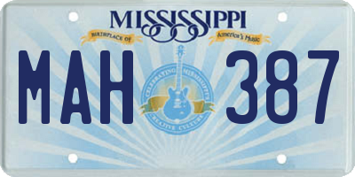 MS license plate MAH387