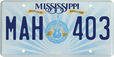 MS license plate MAH403