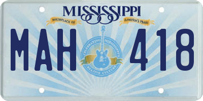 MS license plate MAH418