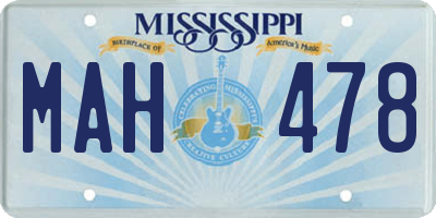 MS license plate MAH478
