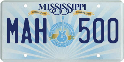 MS license plate MAH500