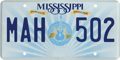MS license plate MAH502