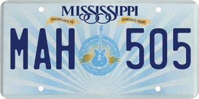 MS license plate MAH505