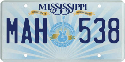 MS license plate MAH538