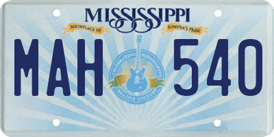 MS license plate MAH540