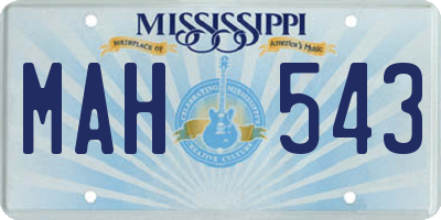 MS license plate MAH543