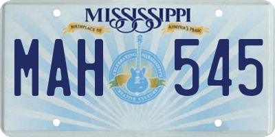 MS license plate MAH545