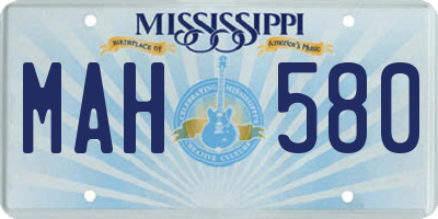 MS license plate MAH580