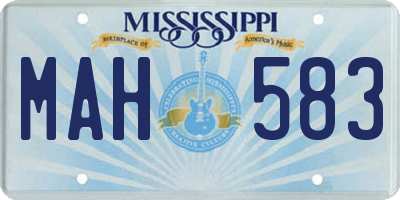 MS license plate MAH583