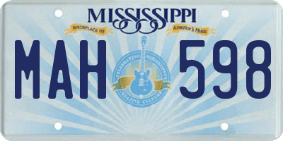 MS license plate MAH598