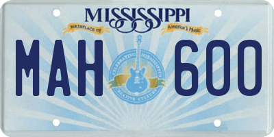 MS license plate MAH600
