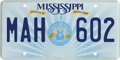MS license plate MAH602