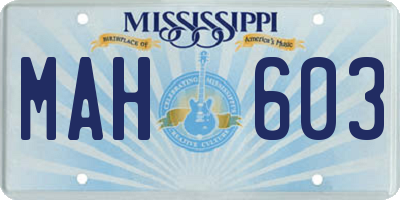 MS license plate MAH603