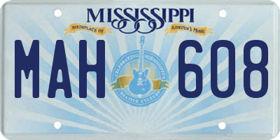 MS license plate MAH608