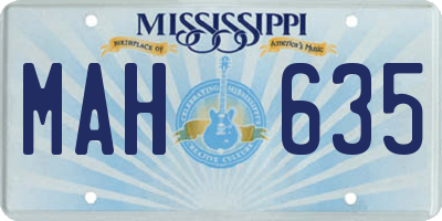 MS license plate MAH635