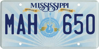 MS license plate MAH650