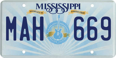 MS license plate MAH669