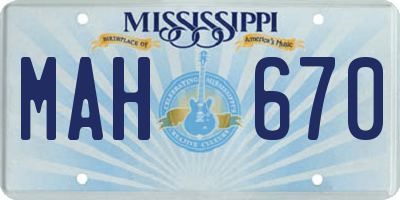 MS license plate MAH670