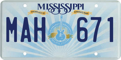 MS license plate MAH671