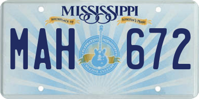 MS license plate MAH672
