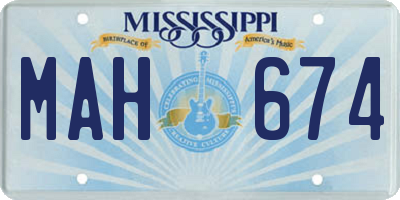 MS license plate MAH674