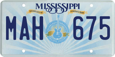 MS license plate MAH675