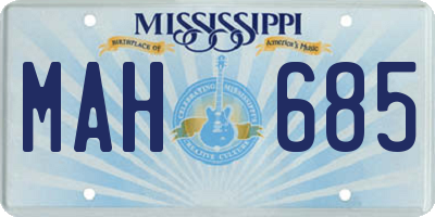 MS license plate MAH685