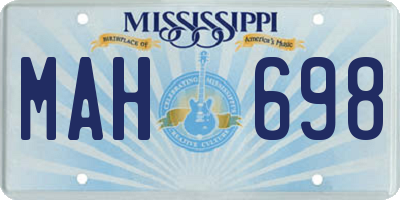 MS license plate MAH698