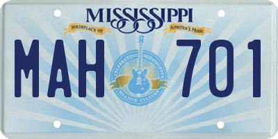MS license plate MAH701