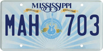 MS license plate MAH703