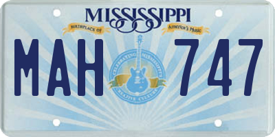 MS license plate MAH747