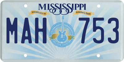 MS license plate MAH753