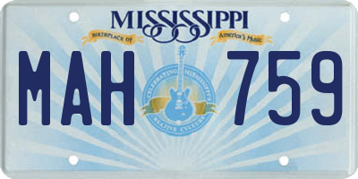 MS license plate MAH759