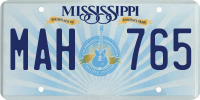 MS license plate MAH765