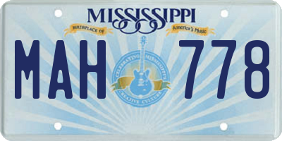 MS license plate MAH778