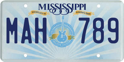 MS license plate MAH789