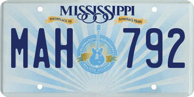 MS license plate MAH792