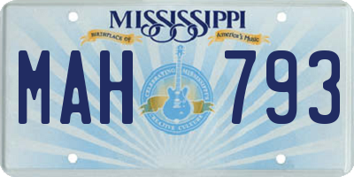 MS license plate MAH793