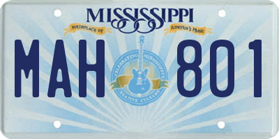 MS license plate MAH801