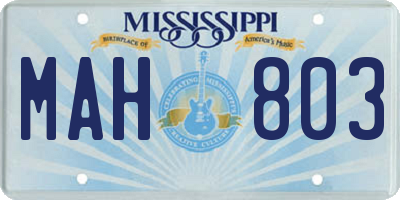 MS license plate MAH803