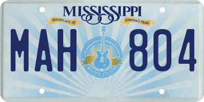 MS license plate MAH804