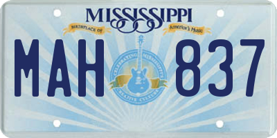 MS license plate MAH837