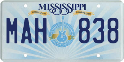 MS license plate MAH838