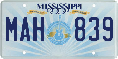 MS license plate MAH839