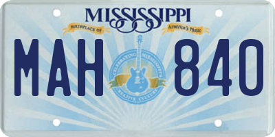 MS license plate MAH840
