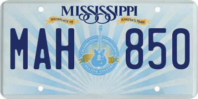 MS license plate MAH850