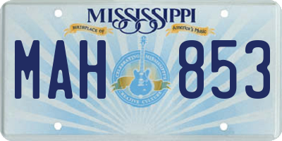 MS license plate MAH853